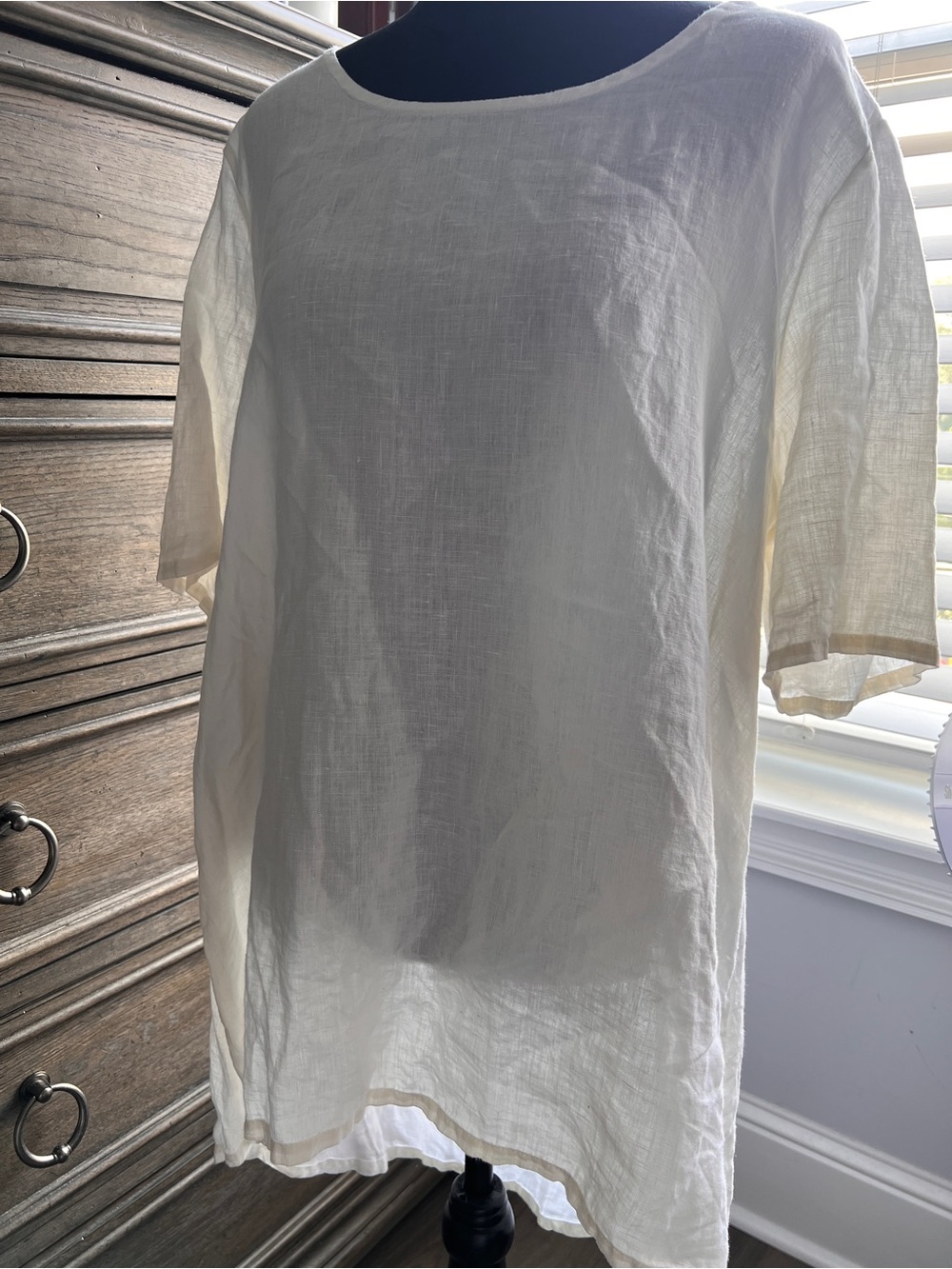 Bryn Walker Beck Light Linen Tunic Top White Small EUC